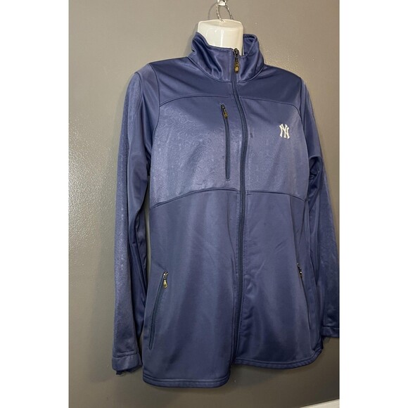 New York Yankees Jacket Womens Large Navy MLB Baseball Full Zip Zip Pockets - Picture 2 of 11